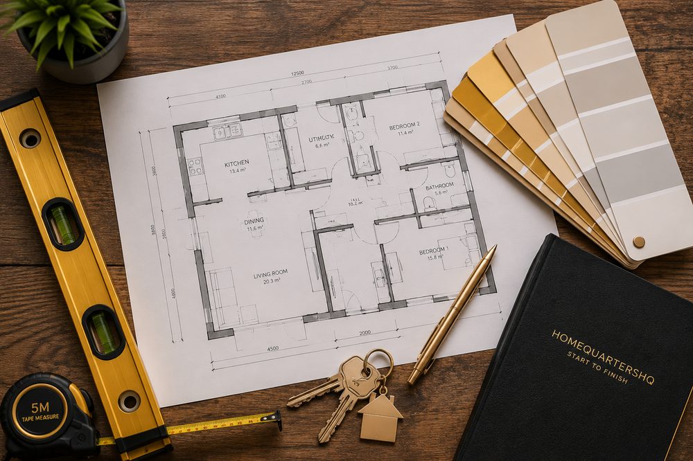 Project planning materials for a HomeQuartersHQ job